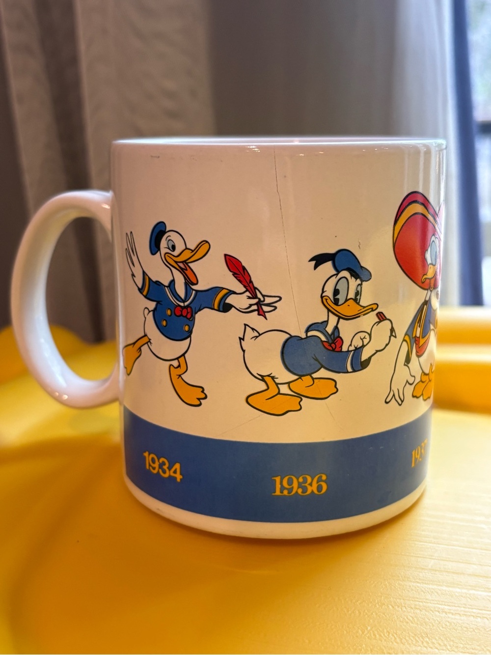 Donald Duck Timeline Ceramic Mug - Blue and White